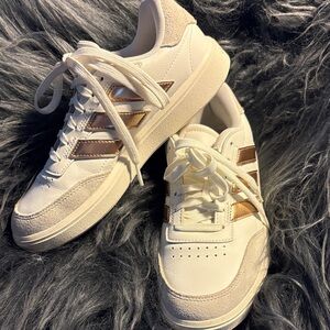 adidas White and Gold Women's Sneakers